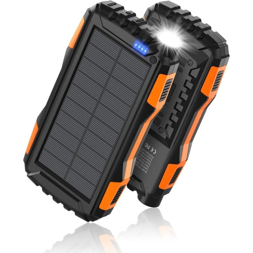 42800mAh Solar Power Bank – Fast Charging, Portable Charger with Flashlight (Orange)