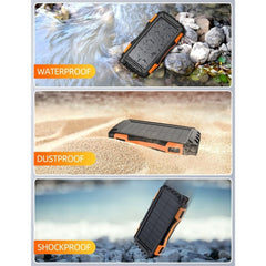 42800mAh Solar Power Bank – Fast Charging, Portable Charger with Flashlight (Orange)