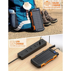 42800mAh Solar Power Bank – Fast Charging, Portable Charger with Flashlight (Orange)