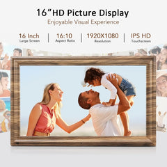 Digital Photo Frame 16 inch with 32GB Storage Wall Mountable, Auto-Rotate, Motion Sensor Share Photo Video via App