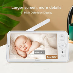Arenti Baby Monitor, 2K Smart Baby Camera with 5-Inch Upgraded Wireless Display