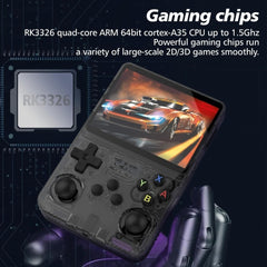 R36S Handheld Game Console,3.5inch IPS 640x480 Handheld Emulator Console with Dual 3D Joystick 128GB - Translucent Black