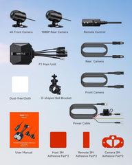 Vantrue F1 Falcon 1 Motorcycle Dash Cam – 4K Front & 1080p Rear, GPS, WiFi, IP67 Waterproof
