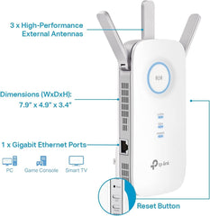 TP-Link AC1900 WiFi Extender RE550, Dual Band Wireless Range Extender with Gigabit Ethernet Port, Covers Up to 2800 Sq. Ft. and 35 Devices