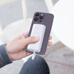 iWALK LinkPod W Portable Apple Watch Charger, 9000mAh Power Bank with Built-In Cable for Apple Watch and iPhone - White