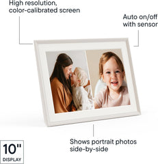 Aura Carver 10.1" WiFi Digital Picture Frame, Send Photos from Your Phone, Quick Setup in Aura App, Free Unlimited Storage, Clay with White Mat