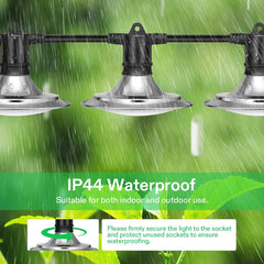 VIVOSUN Outdoor LED Grow Lights (6-Light), Waterproof Full Spectrum String Lights with 22Ft Adjustable Cord for Greenhouse, Garden & Farm