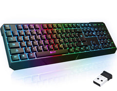 KLIM Chroma Wireless RGB Gaming Keyboard – Quiet, Backlit, Rechargeable – PC/PS5/PS4/Xbox/Mac – Black