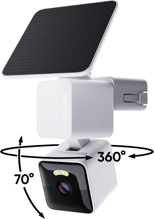 Wyze Solar Cam Pan Outdoor Security Camera, 360° Pan & Tilt, Solar Powered, 1080p HD Video, Color Night Vision, Motion Tracking, Weather Resistant