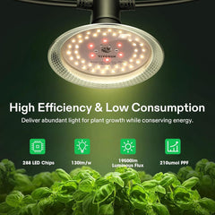 VIVOSUN Outdoor LED Grow Lights (6-Light), Waterproof Full Spectrum String Lights with 22Ft Adjustable Cord for Greenhouse, Garden & Farm