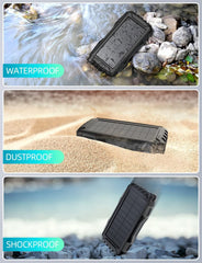 Solar Power Bank - 42800mAh Portable Power Bank with Solar Charging, QC 3.0 Fast Charging, Dual USB Output, Built-in Flashlight, External Battery Pack for Phones & Tablets – Black