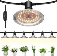 VIVOSUN Outdoor LED Grow Lights (6-Light), Waterproof Full Spectrum String Lights with 22Ft Adjustable Cord for Greenhouse, Garden & Farm
