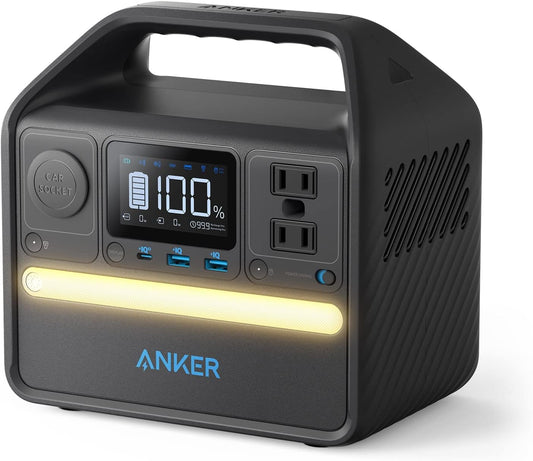 Anker 521 Portable Power Station PowerHouse 256Wh, 200W Solar Generator with 2 AC Outlets, 60W USB-C PD, 6-Port Battery Backup for Camping, RV and Emergency Use