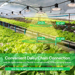 VIVOSUN Outdoor LED Grow Lights (6-Light), Waterproof Full Spectrum String Lights with 22Ft Adjustable Cord for Greenhouse, Garden & Farm