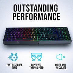 KLIM Chroma Wireless RGB Gaming Keyboard – Quiet, Backlit, Rechargeable – PC/PS5/PS4/Xbox/Mac – Black