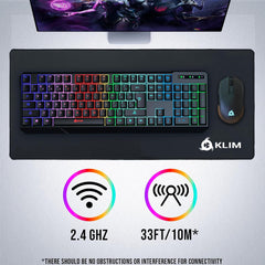 KLIM Chroma Wireless RGB Gaming Keyboard – Quiet, Backlit, Rechargeable – PC/PS5/PS4/Xbox/Mac – Black