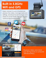 Vantrue E2 Dual Dash Cam – 2.7K Front & Rear, STARVIS Night Vision, GPS & Voice Control