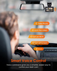 Vantrue E2 Dual Dash Cam – 2.7K Front & Rear, STARVIS Night Vision, GPS & Voice Control