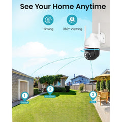 DEKCO 2K HD Outdoor Security Camera with 360 Degree Pan-Tilt Motion Tracking