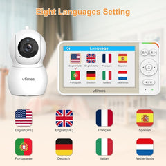 VTimes 5'' Screen Video Baby Monitor with Camera and Audio