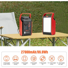 Takki 99Wh Portable Power Station Solar Generator with Camping Gear Lights 110V AC