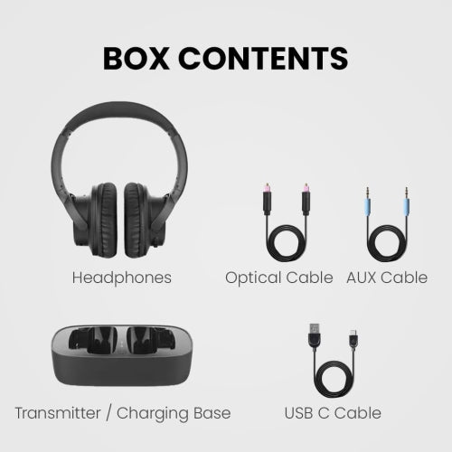 Avantree Ensemble - Wireless Headphones for TV Watching with Charging Dock & Transmitter