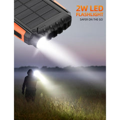 42800mAh Solar Power Bank – Fast Charging, Portable Charger with Flashlight (Orange)