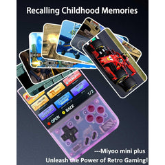 Miyoo Mini Plus,Retro Game Console with 64G TF Card,Support 10000+Games,3.5-inch Portable Rechargeable Open Source Game Console Emulator with Storage Case.(Purple)