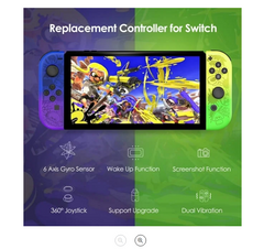 Wireless Replacement Joypad Controller Set for Nintendo Switch/OLED/Lite with Turbo, Wake-Up & Motion Control
