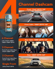 Vantrue N5 4-Channel 360° Dash Cam – 2.7K, STARVIS 2, IR Night Vision, WiFi & GPS