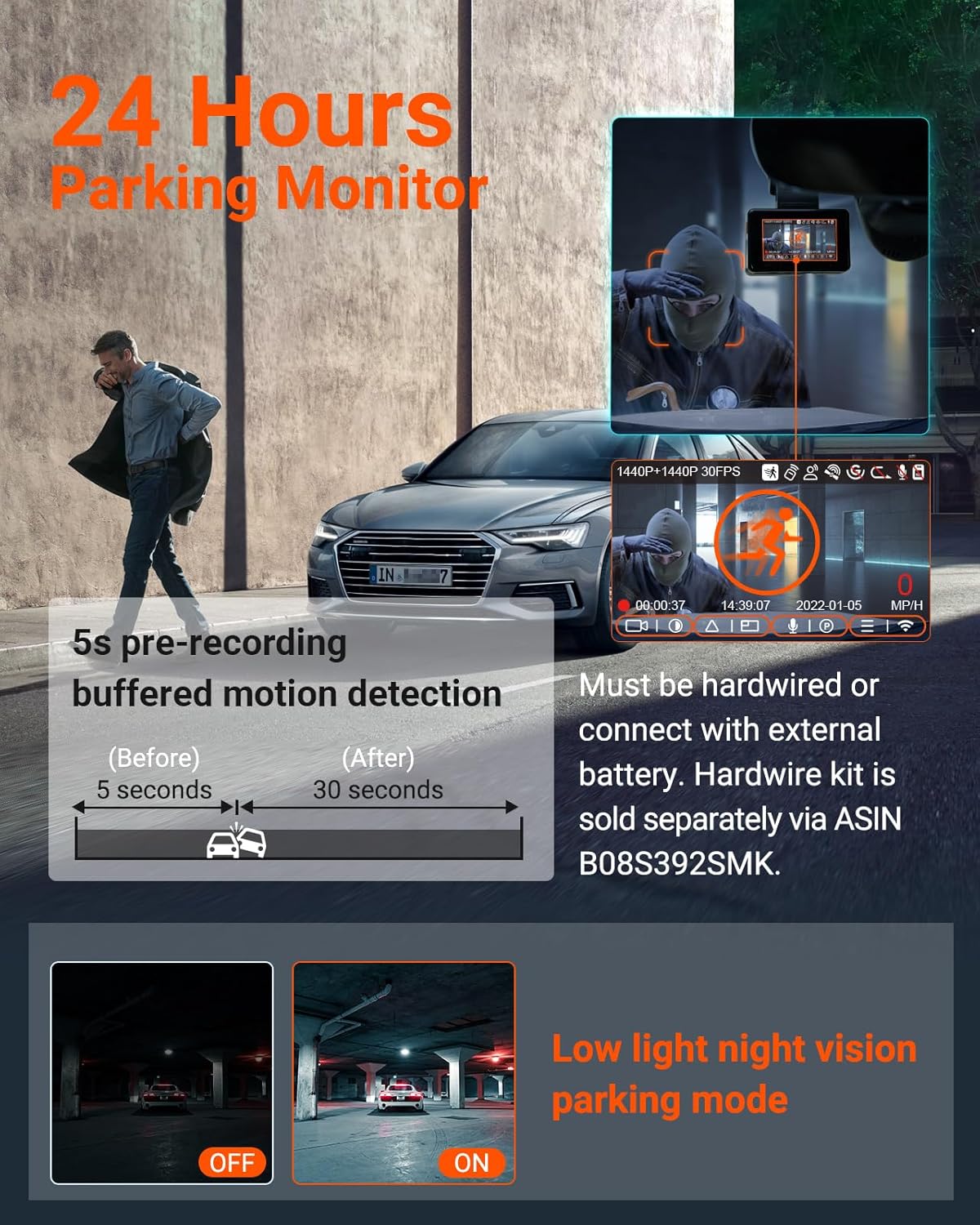 Vantrue E2 Dual Dash Cam – 2.7K Front & Rear, STARVIS Night Vision, GPS & Voice Control