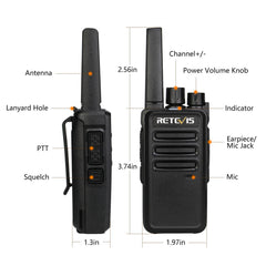 Retevis RT68 Walkie Talkies Two Way Radios Long Range for Adults - Pack of 2
