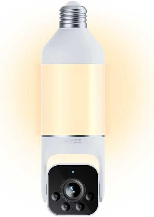 WYZE Bulb Cam 2K HD Security Camera with 800 Lumen Dimmable LED Bulb, Color Night Vision, 160° View, Pan Tilt, E26 Light Socket, Wi-Fi, Alexa and Google