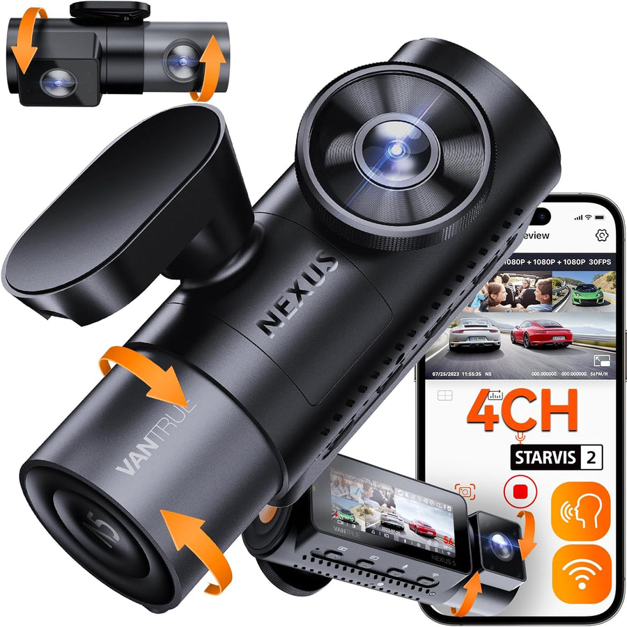 Vantrue N5 4-Channel 360° Dash Cam – 2.7K, STARVIS 2, IR Night Vision, WiFi & GPS