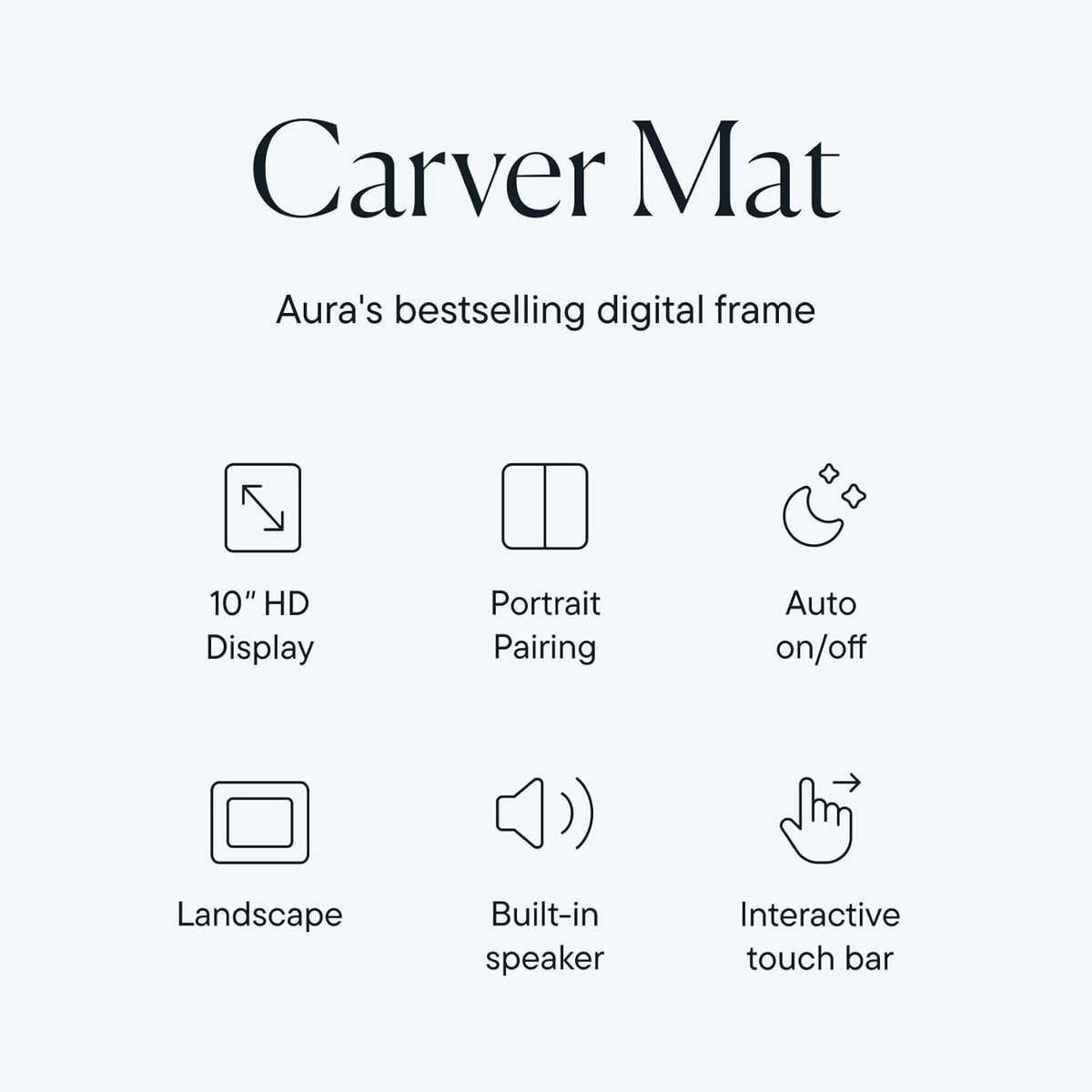 Aura Carver 10.1" WiFi Digital Picture Frame AF900-MWHT – HD Display, Unlimited Cloud Storage, App Control, Landscape Design