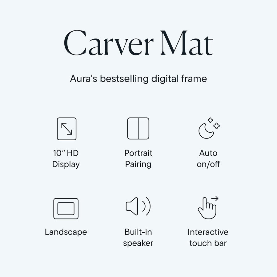 Aura Carver 10.1" WiFi Digital Picture Frame AF900-MWHT – HD Display, Unlimited Cloud Storage, App Control, Landscape Design