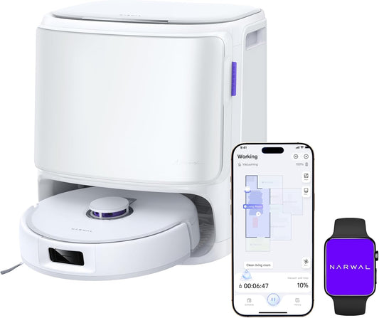 NARWAL Freo X Ultra Robot Vacuum & Mop, 8200Pa Suction, Zero-Tangle Brush, Auto Mop Washing & Drying, LiDAR Navigation, Obstacle Avoidance - Open Box