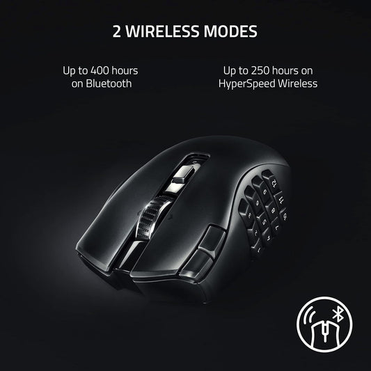 Razer Naga V2 Pro 30000 DPI Bluetooth Optical Gaming Mouse - Black- Refurbished Excellent