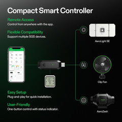 Smart Grow System with AeroLight A200SE 200W LED Grow Light & GrowHub E25 Controller – Integrated Circulation Fan, App-Controlled Full Spectrum Light for Indoor Plants