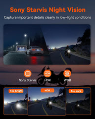 Vantrue F1 Falcon 1 Motorcycle Dash Cam – 4K Front & 1080p Rear, GPS, WiFi, IP67 Waterproof