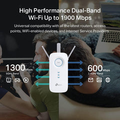 TP-Link AC1900 WiFi Extender RE550, Dual Band Wireless Range Extender with Gigabit Ethernet Port, Covers Up to 2800 Sq. Ft. and 35 Devices