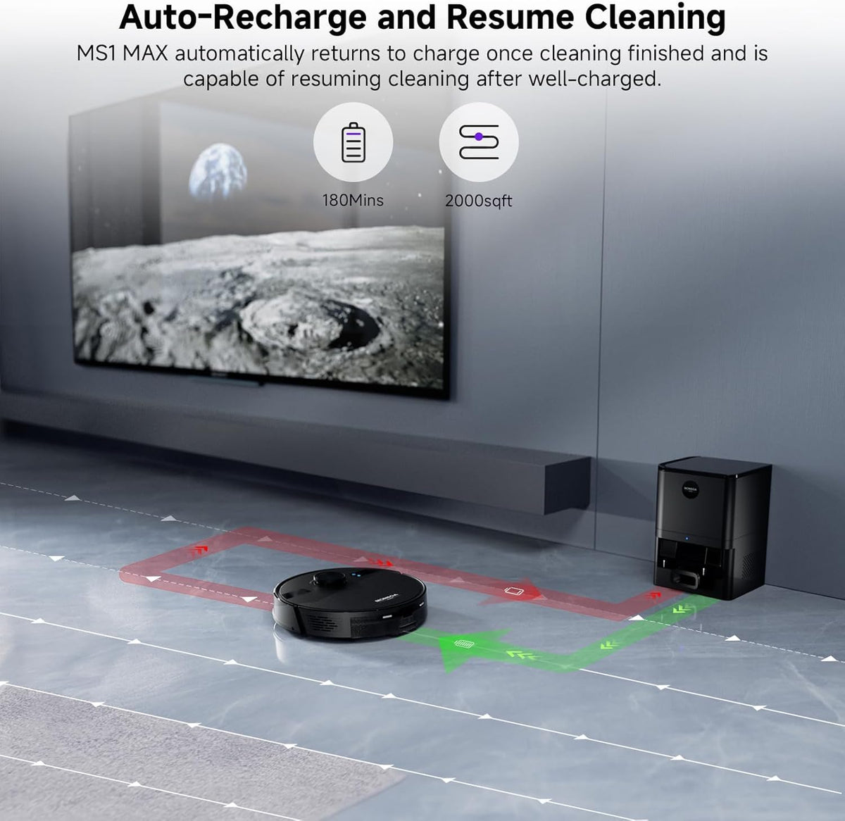 MONSGA Robot Vacuum & Mop - 5000 Pa Self-Emptying Auto-Dock with 3.5 L / 60-Day Capacity, LiDAR Mapping & Navigation, 180-Min Runtime, Wi-Fi / App / Alexa / Remote - Ideal for Pets