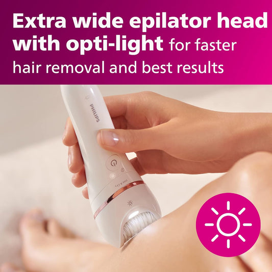 Epilator Prestige Series 8000 | Wet or Dry for legs, body & feet - 8 attachements