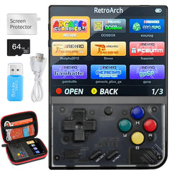 Miyoo Mini Plus,Retro Game Console with 64G TF Card,Support 10000+Games,3.5-inch Portable Rechargeable Open Source Game Console Emulator with Storage Case.(Purple)