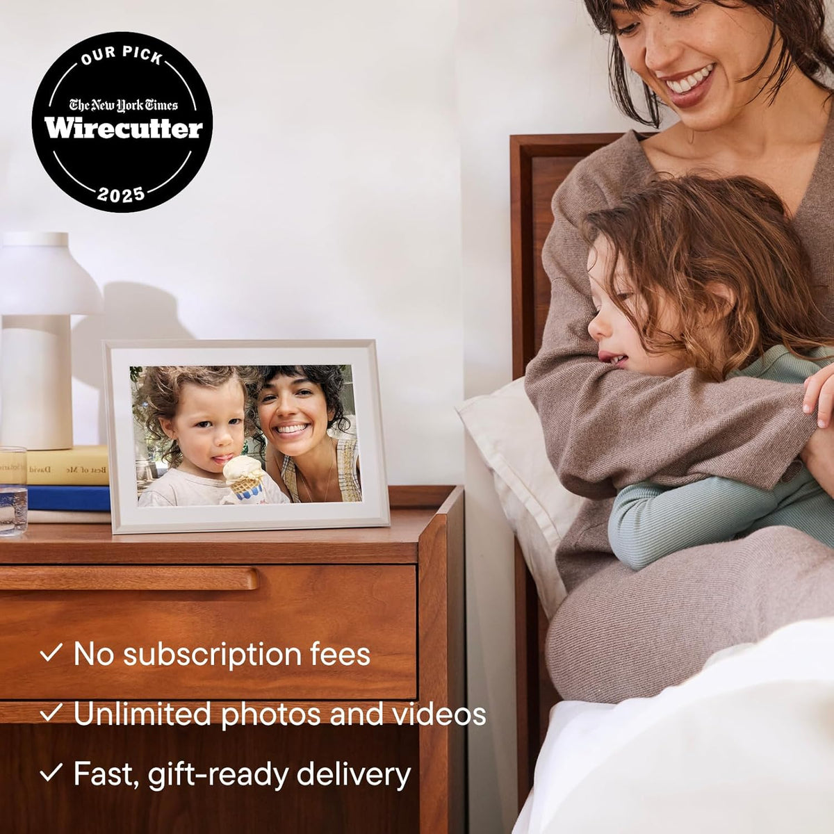 Aura Carver 10.1" WiFi Digital Picture Frame AF900-MWHT – HD Display, Unlimited Cloud Storage, App Control, Landscape Design