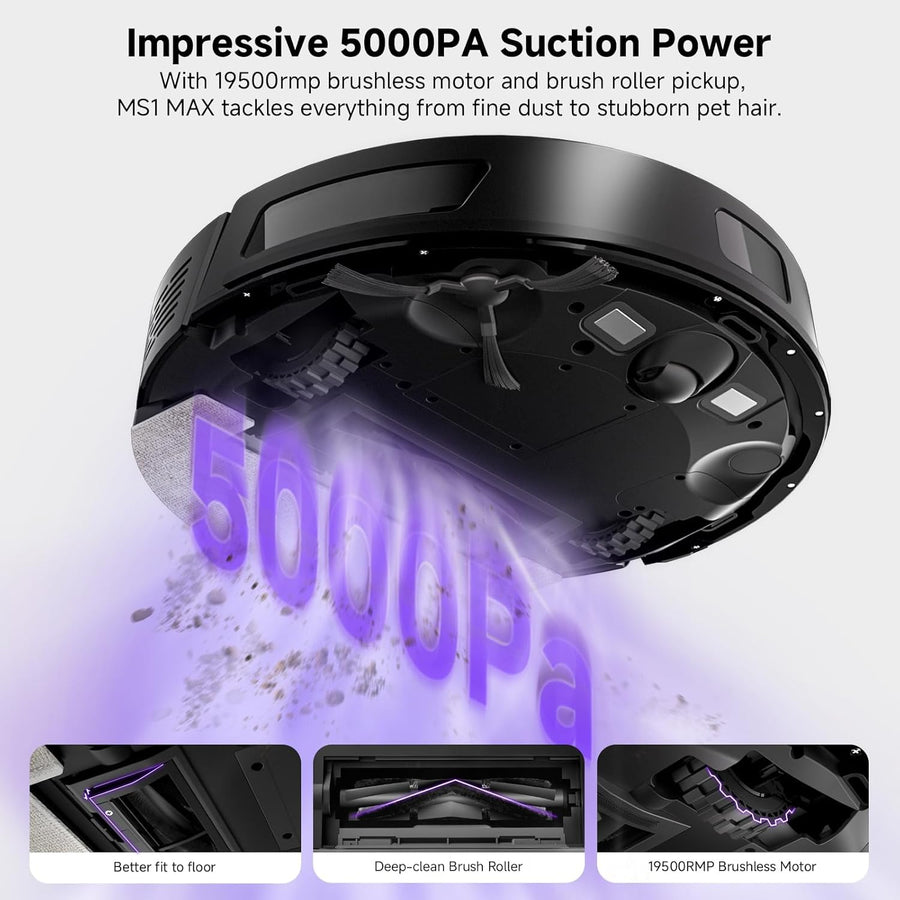 MONSGA Robot Vacuum & Mop - 5000 Pa Self-Emptying Auto-Dock with 3.5 L / 60-Day Capacity, LiDAR Mapping & Navigation, 180-Min Runtime, Wi-Fi / App / Alexa / Remote - Ideal for Pets