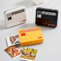 KODAK Mini 3 Retro 4PASS Portable Photo Printer 3x3 with 68 Sheets Bundle, Bluetooth Wireless Instant Photo Printing, Laminated Prints, White