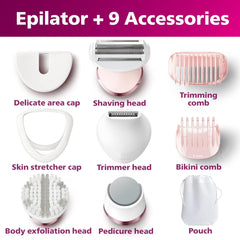 Epilator Prestige Series 8000 | Wet or Dry for legs, body & feet - 8 attachements