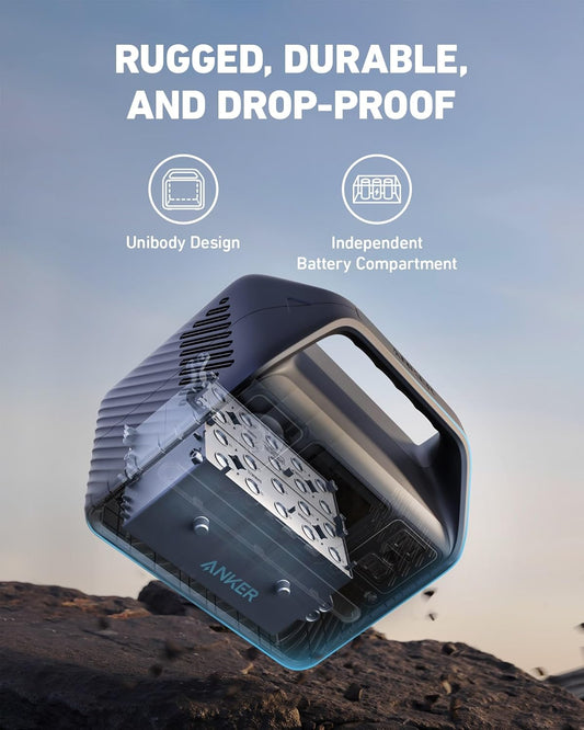 Anker 521 Portable Power Station PowerHouse 256Wh, 200W Solar Generator with 2 AC Outlets, 60W USB-C PD, 6-Port Battery Backup for Camping, RV and Emergency Use