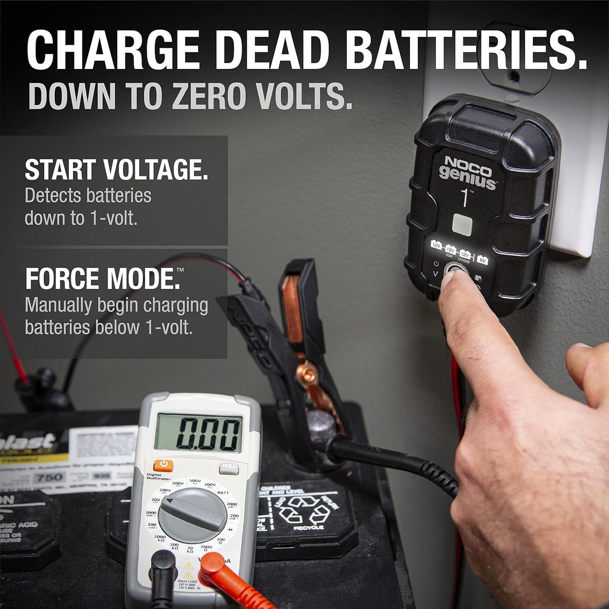 NOCO GENIUS1 1A 6V/12V Smart Battery Charger & Maintainer – Open Box